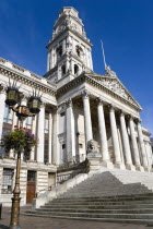 England, Hampshire, Portsmouth, Guildhall originally built in 1890 but rebuilt in 1959 after being bombed in 1941 during World War II.