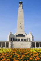 ENGLAND, Hampshire, Portsmouth, World War One Naval memorial obelisk on Southsea seafront designed by Sir Robert Lorimer with sculpture by Henry Poole and World War Two naval memorial designed by Sir...