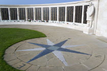 ENGLAND, Hampshire, Portsmouth, World War Two Naval memorial on Southsea seafront designed by Sir Edmund Maufe with sculpture by William McMillan of a Royal Marine Commando with the Roll Of Honour of...