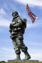 England, Hampshire, Portsmouth, Royal Marines Museum on Southsea Seafront with bronze sculpture titled Yomper by Philip Jackson modelled on a photograph of Corporal Peter Robinson yomping to Sapper Hi...