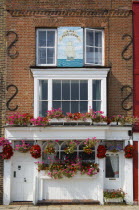 ENGLAND, Hampshire, Portsmouth, 18th Century Georgian house on Spice Island in Old Portsmouth with a wall painting of HMS Fortitude.