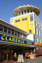 ENGLAND, Hampshire, Portsmouth, Clarence Pier amusement arcade on the seafront in Southsea with fast food Wimpy restaurant on the ground floor.