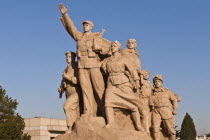 China, Beijing, Tiananmen Square, A statue outside the Mausoleum of Mao Zedong.