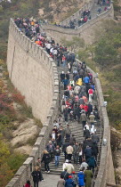 China, Yanqing County, Badaling, Tourists visiting the Great Wall.