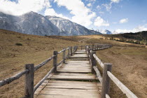 China, Yunnan Province, Lijiang, Yulong Xue Shan Mountain range, also known as Jade Dragon Snow Mountain, from Yak Meadow.