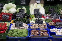 Austria, Vienna, Vegetable stall in the Naschmarkt.