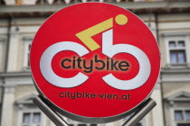 Austria, Vienna, Sign at a bicycle hire point.
