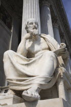 Austria, Vienna, Statue of the Greek philosopher, Herodotus, in front of Parliament.