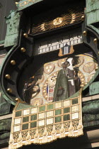 Austria, Vienna, The Anker Clock at Hoher Market.