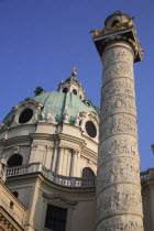 Austria, Vienna, Karlskirche or Church of St Charles Borromeo dome.