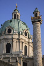 Austria, Vienna, Karlskirche or Church of St Charles Borromeo dome.