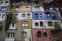 Austria, Vienna, Hundertwasser-Krawinahaus colourful exterior.