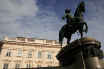 Austria, Vienna, Statue of Archduke Albert, Duke of Teschen outside the Albertina museum.