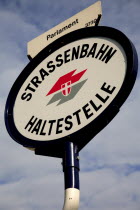 Austria, Vienna, Tram Stop sign.
