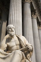 Austria, Vienna, Statue of the Greek philosopher Herodotus in front of the Parliament Building.