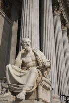 Austria, Vienna, Statue of the Greek philosopher Herodotus in front of the Parliament Building.