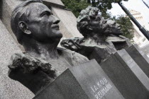 Austria, Vienna, Monument of the Republic with the busts of Jakob Reumann, Victor Adler and Ferdinand Hanusch.