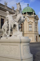 Austria, Vienna, Statue of a horse tamer outside the Belvedere Palace, Symbol of the suppression of passion.