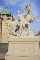 Austria, Vienna, Statue of a horse tamer outside the Belvedere Palace, Symbol of the suppression of passion.