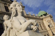 Austria, Vienna, Sphinx statue outside the Belvedere Palace.