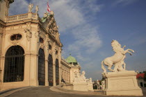 Austria, Vienna, Statues outside the Belvedere Palace.