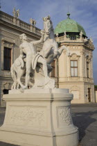 Austria, Vienna, Statue of a horse tamer outside the Belvedere Palace, Symbol of the suppression of passion.