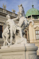Austria, Vienna, Statue of a horse tamer outside the Belvedere Palace, Symbol of the suppression of passion.