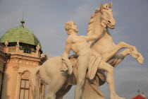 Austria, Vienna, Statue of a horse tamer outside the Belvedere Palace, Symbol of the suppression of passion.