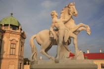 Austria, Vienna, Statue of a horse tamer outside the Belvedere Palace, Symbol of the suppression of passion.