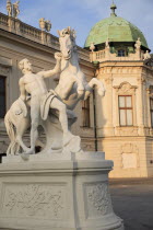 Austria, Vienna, Statue of a horse tamer outside the Belvedere Palace, Symbol of the suppression of passion.