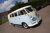 Transport, Road, Cars, Volkswagen camper van decorated for use a wedding car.