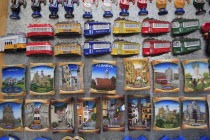 Portugal, Lisbon, Souvenir fridge magnets on sale.