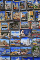 Portugal, Lisbon, Souvenir fridge magnets on sale.