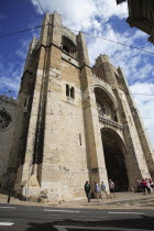 Portugal, Lisbon, Se Cathedral entrance and facade.