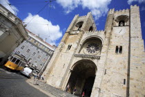 Portugal, Lisbon, Se Cathedral entrance and facade.