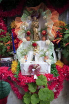 Portugal, Lisbon, Temporary street shrine for the feast of St Anthony.