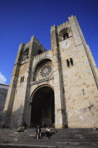 Portugal, Lisbon, Se Cathedral steps and exterior.