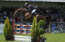 Scotland, Lothian, Edinburgh, Show jumping event at the Royal Highland Showground.