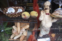 Portugal, Estremadura, Sintra, Cafe & bakery shop front display.