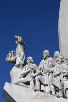 Portugal, Lisbon, Belem, Detail of the Monument to the Discoveries.