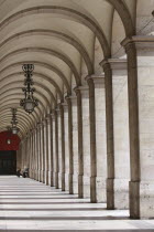 Portugal, Lisbon, Arches in Praca do Comercio.