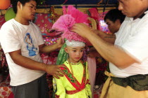 Thailand, North, Chiang Mai, Shan Novices being ordained into the temple, the ceremony is called the Poy Sang Long held at Wat Ku Tao.