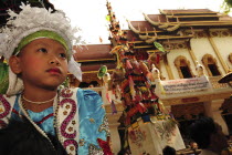 Thailand, North, Chiang Mai, Shan Novices being ordained into the temple, the ceremony is called the Poy Sang Long held at Wat Ku Tao.