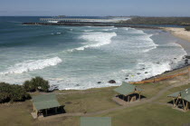 Australia, Queensland, Gold Coast, Coolangatta, view overlooking bay and beach from headland.