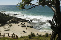 Australia, Queensland, Gold Coast, Coolangatta, view overlooking bay and beach.