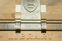 Australia, Queensland, Brisbane, detail of the University Library building exterior.