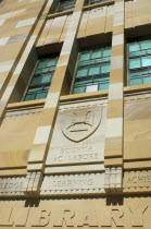 Australia, Queensland, Brisbane, detail of the University Library building exterior.