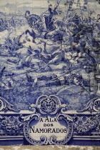 Portugal, Lisbon, Azulejo depicting battle scene in Eduardo VII Park.
