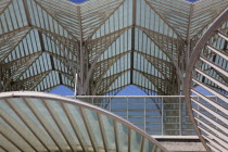 Portugal, Lisbon, Detail of the roof of the Oriente station designed by Santiago Calatrava.