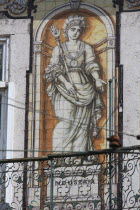 Portugal, Lisbon, Bairro Alto, Azulejo tile design on the Ferreira das Tabuletas house.